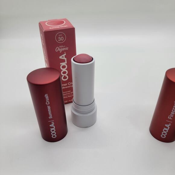 Two COOLA Mineral Liplux SPF 30 Firecracker & Summer Crush Tinted Lip Balm Vegan - Picture 8 of 10